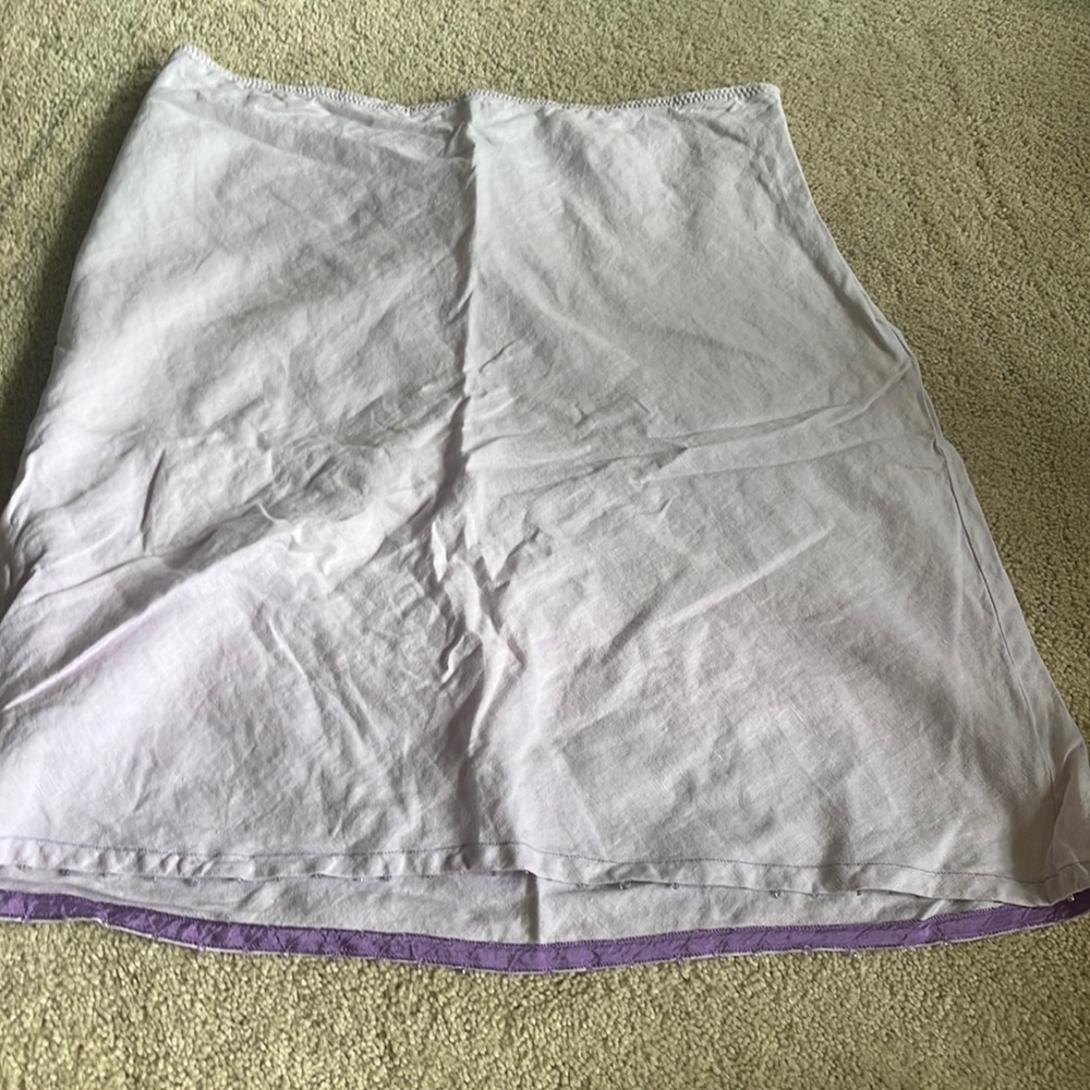 lilac skirt with bead details in the hem